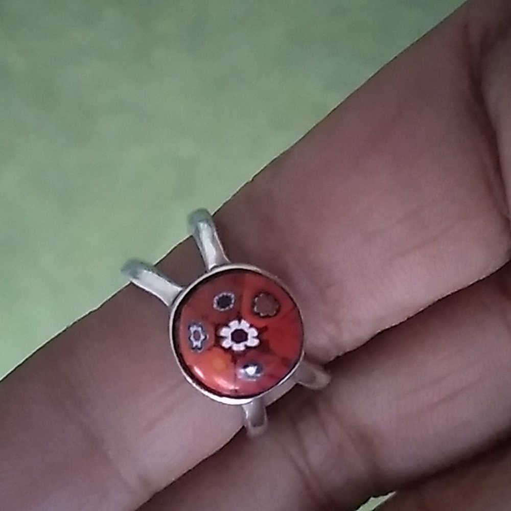 Vintage Alan K Sterling Silver Murano Ring